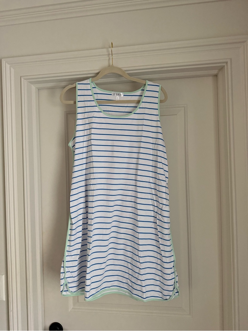 Blue & White Striped Sleeveless Nightdress with Mint Trim - like new never worn